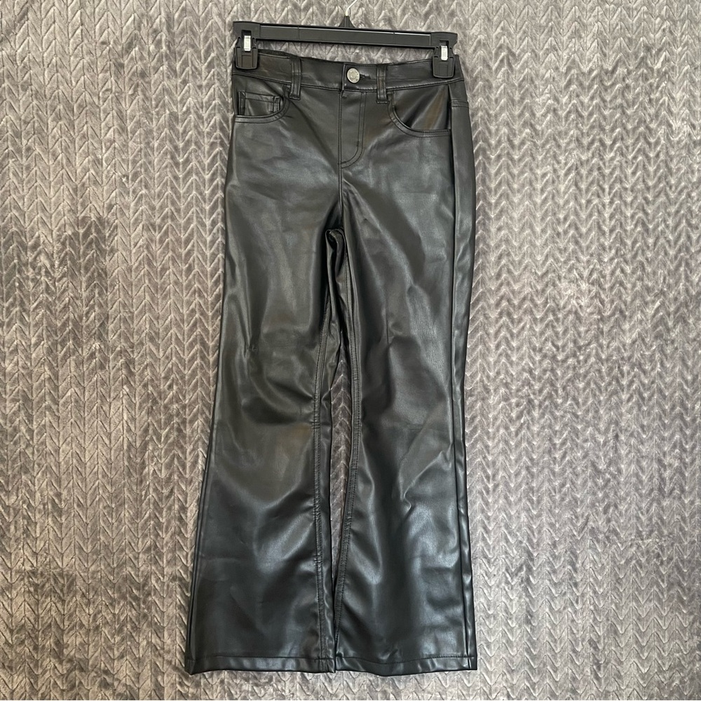 Justice Girls Flare Black Faux Leather Size Medium 10 Pants
